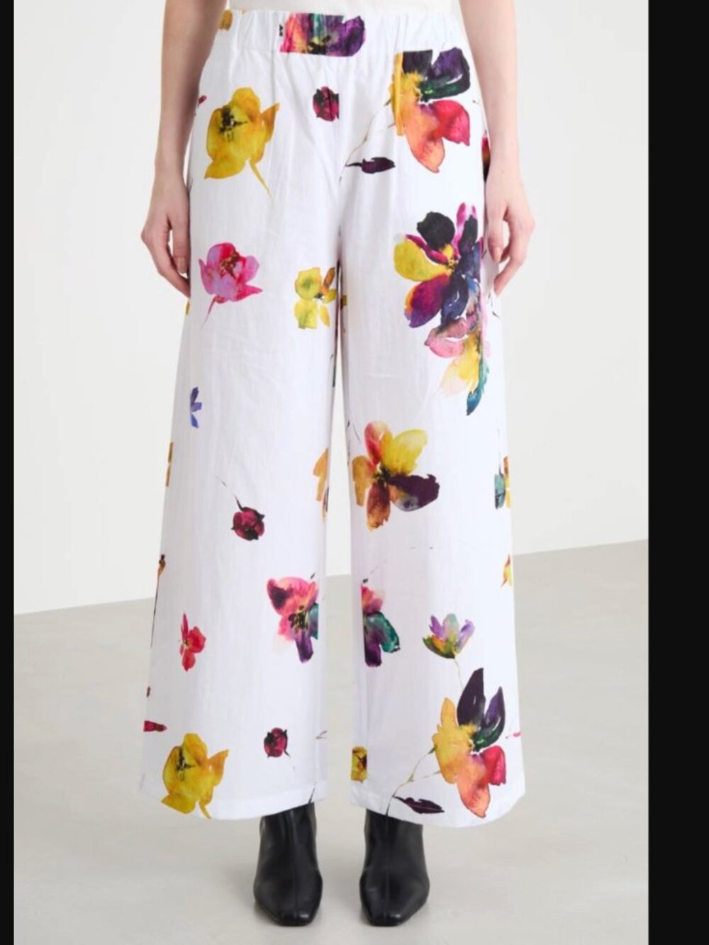 Max & Co Wide Leg Poplin Pants Colorful Floral Size 4 High Rise Vacation Pocket